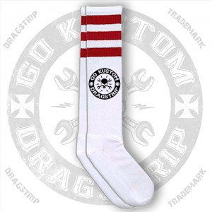 Dragstrip Kustom Go Kustom Skull Socks Red Stripes